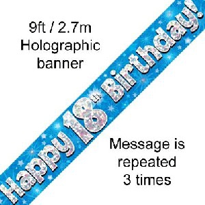 Banner Happy 18th Birthday Blue Small
