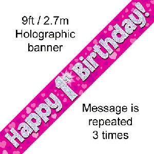 Banner Happy 1st Birthday Pink Small