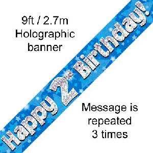 Banner Happy 2nd Birthday Blue