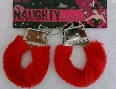 Bride to Be Hand Cuffs Fluffy Red