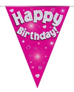 Bunting Happy Birthday Pink